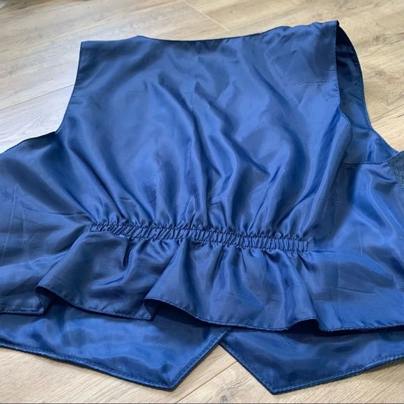 𝅺A.D.A Vintage Blue Leather Snap Button Up Unisex Dress Vest. - Picture 3 of 16